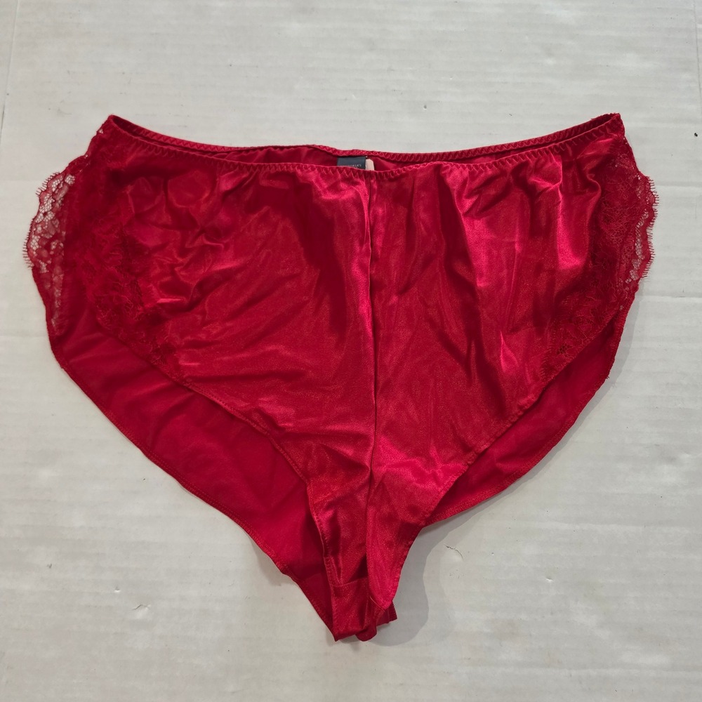 Victoria's Secret Red Satin Lace High Waisted Bikini Panties Medium NWT